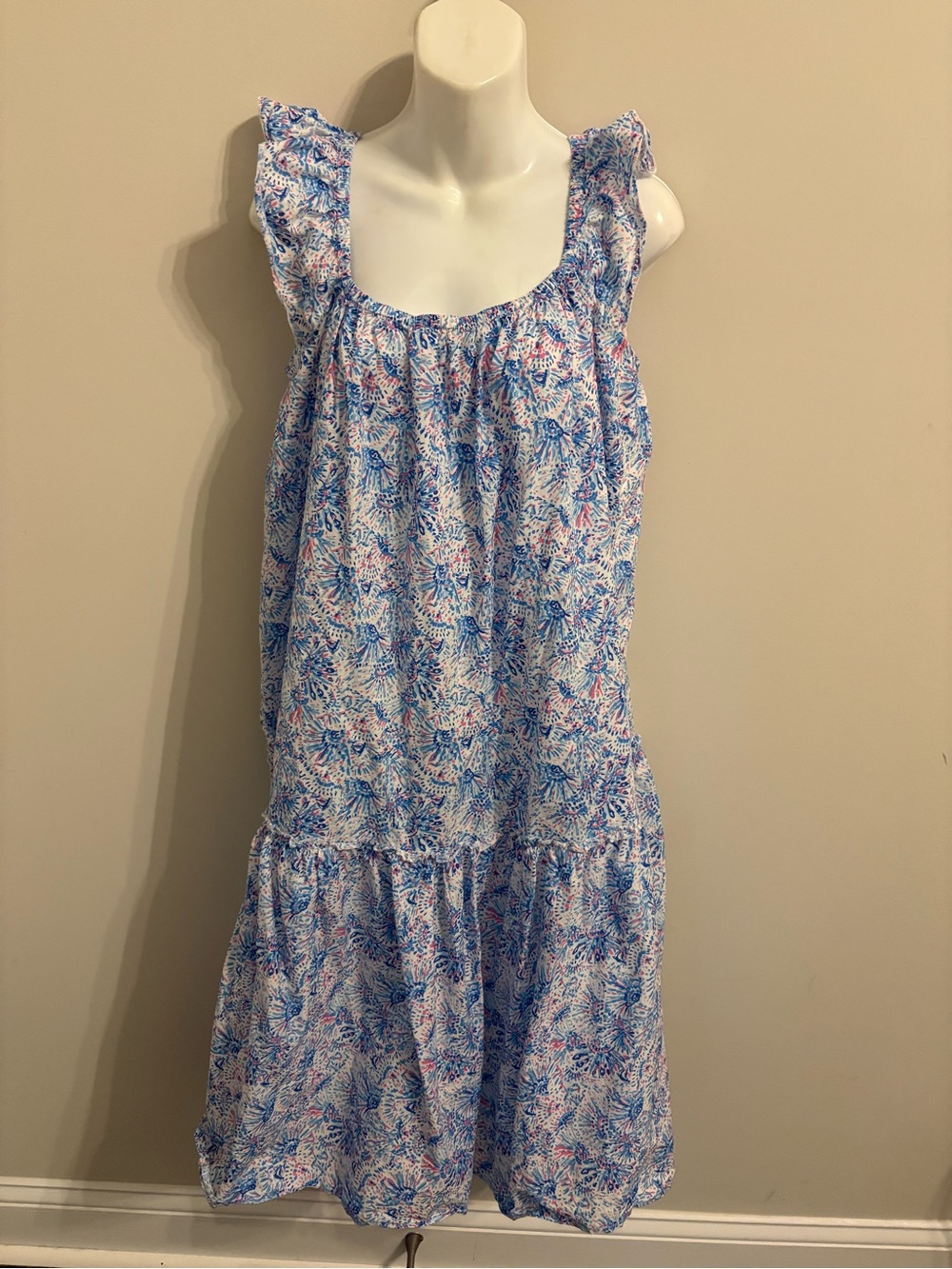 Simply Southern Blue and White Floral Ruffle Midi Dress